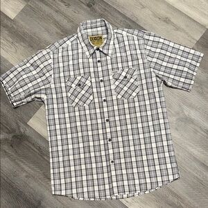DIXXON Short Sleeve Plaid Button-Down Shirt top